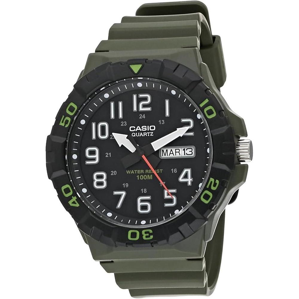 Casio MRW200H Series | Men's Analog Watch | Sporty Design | 100 Meter Water Resistance | Date Display | Rotary Bezel | Regular Time Keeping (HR, Min, SEC, PM, Date, Day) | 3 Year Battery