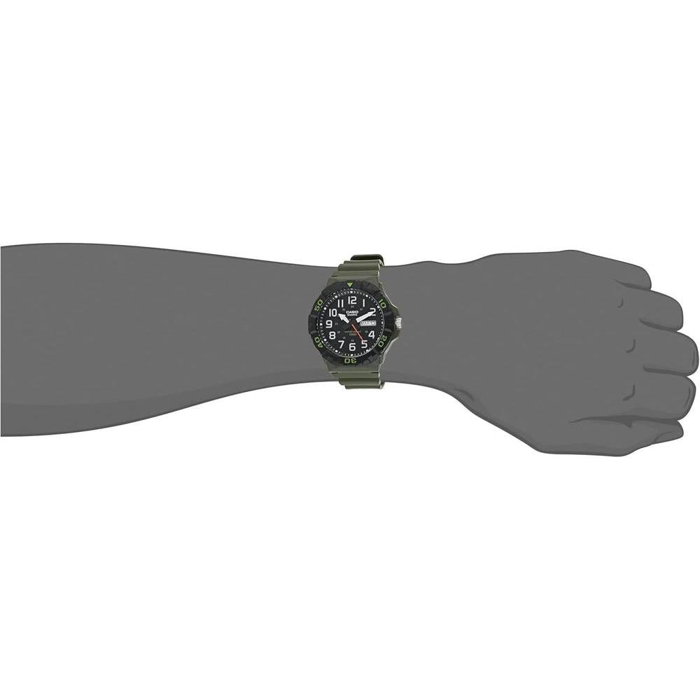 Reloj Analógico Deportivo para Hombre Casio MRW200H, Resistencia al Agua, Fecha, Bisel rotatorio, Batería 3 años, Verde