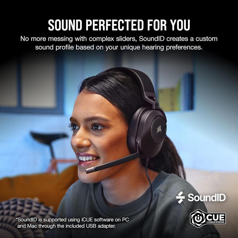 CORSAIR HS65 SURROUND Auriculares gaming multiplataforma con Dolby Atmos, SoundID, compatible iCUE - PC, Mac, PS5, PS4, Xbox
