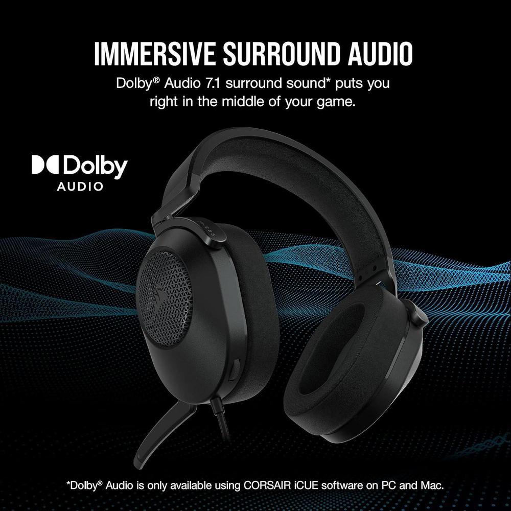 CORSAIR HS65 SURROUND Auriculares gaming multiplataforma con Dolby Atmos, SoundID, compatible iCUE - PC, Mac, PS5, PS4, Xbox