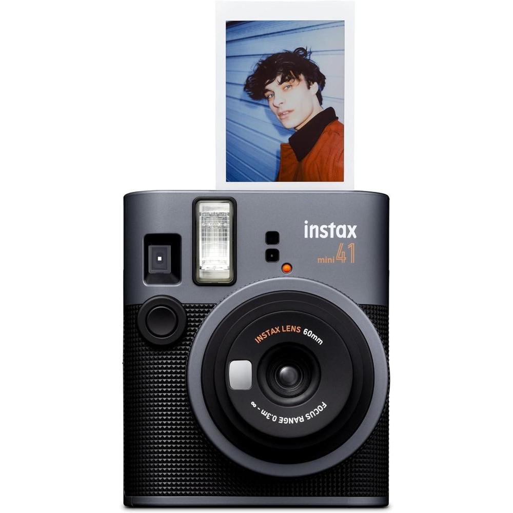 Fujifilm Instax Mini 41 Cámara instantánea en color negro con accesorios y película instantánea Fujifilm