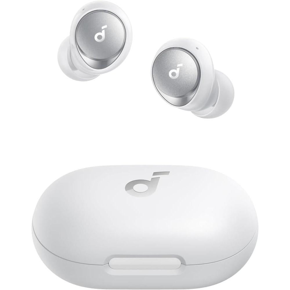 Soundcore by Anker Space A40 Auto-Adjustable Active Noise Cancelling Wireless Earbuds, Reduce Noise by Up to 98%, 50H Playtime, Comfortable Fit, App Customization, Wireless Charge (White)