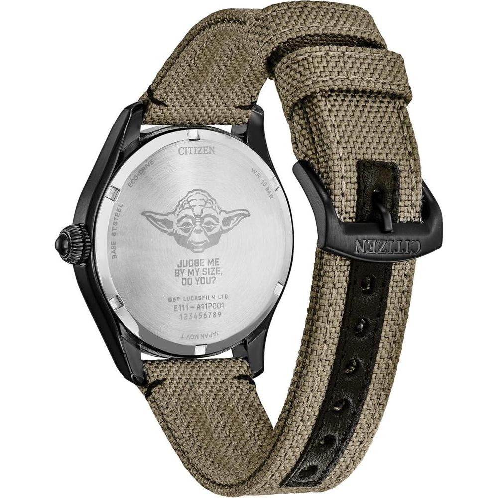 Citizen Eco-Drive Star Wars Yoda Judge me by my size do you Reloj IP Negro Cordura Luminoso Modelo BM6839-06W Negro Marrón Classic