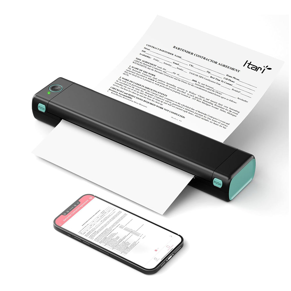 Itari Portable Thermal Printer Wireless Travel - Bluetooth Printer for Phone, Small Printer for Laptop, Compact Inkless Printer for Vehicle Home Use School Office, Support 8.5" X 11" Letter Paper