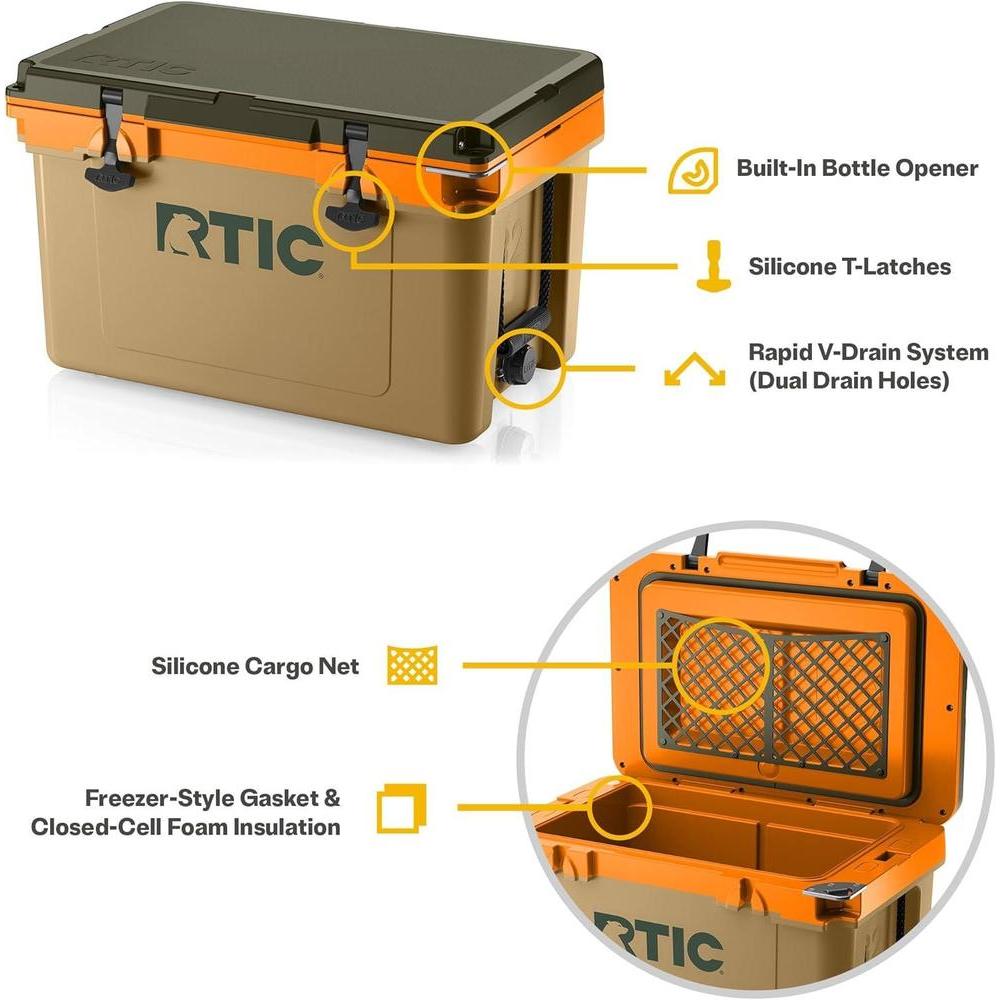RTIC Refrigerador ultraligero de alto rendimiento para camping, playa, pesca y barbacoa, 30% más ligero que modelos tradicionales