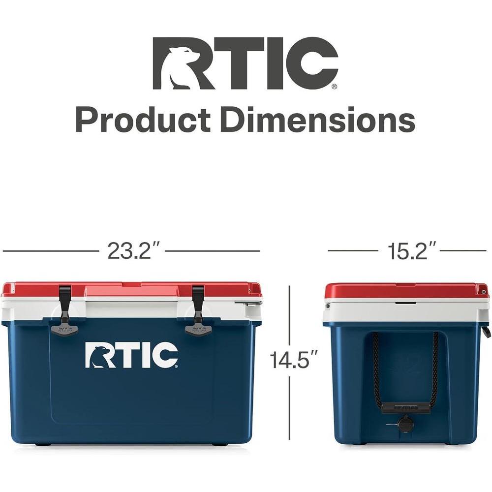 Enfriador ultraligero RTIC 32 cuartos con aislamiento portátil para bebidas, ideal para playa, camping, pesca y más actividades