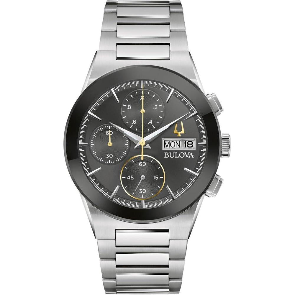 Bulova Men's Modern Millenia Chronograph 6-Hand Quartz Stainless Steel Watch, Day/Date, Edge to Edge Crystal, 41mm