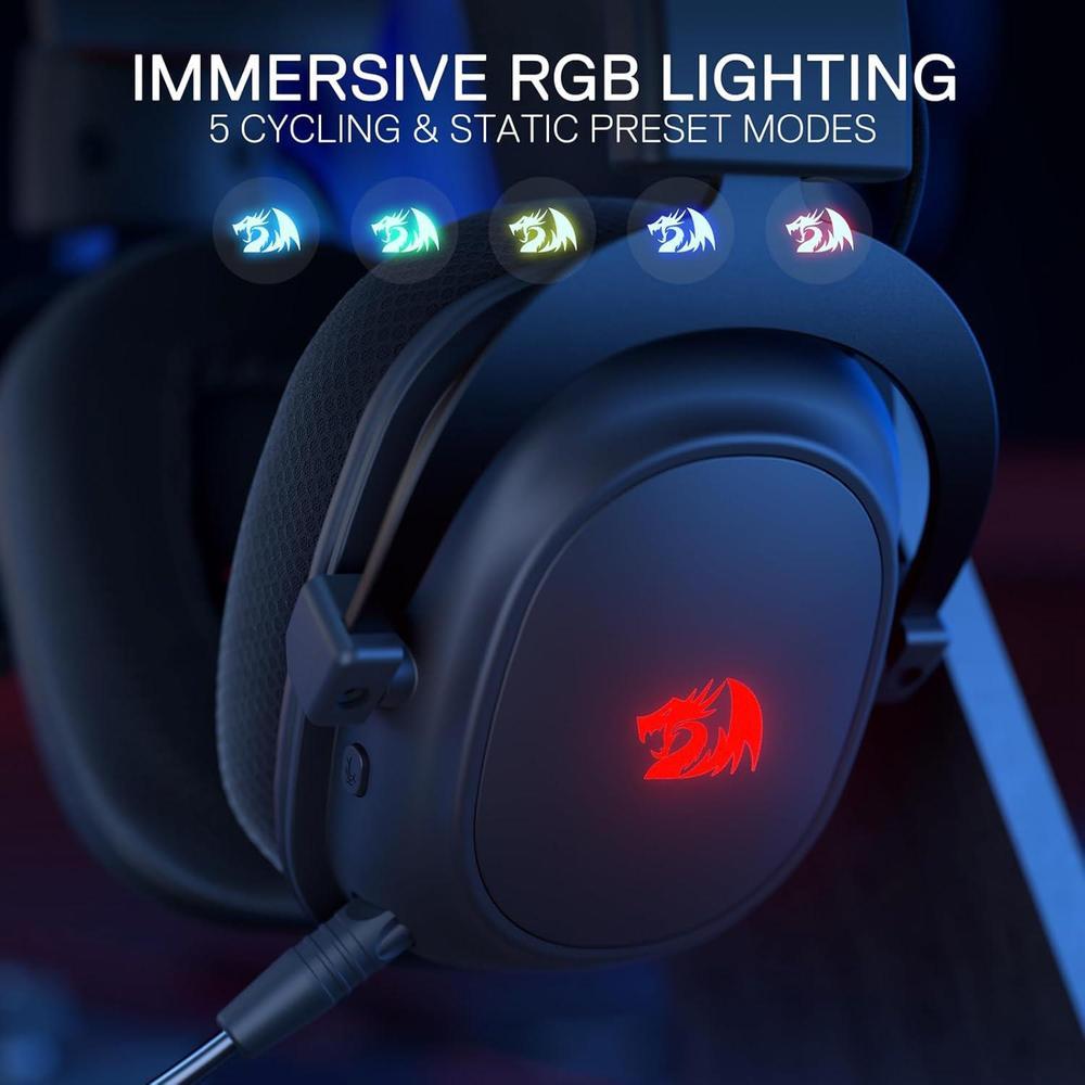 Redragon H510 PRO, auriculares gaming RGB 3 modos, sonido envolvente 7.1, controladores de audio de alta calidad, micrófono cancelación de ruido