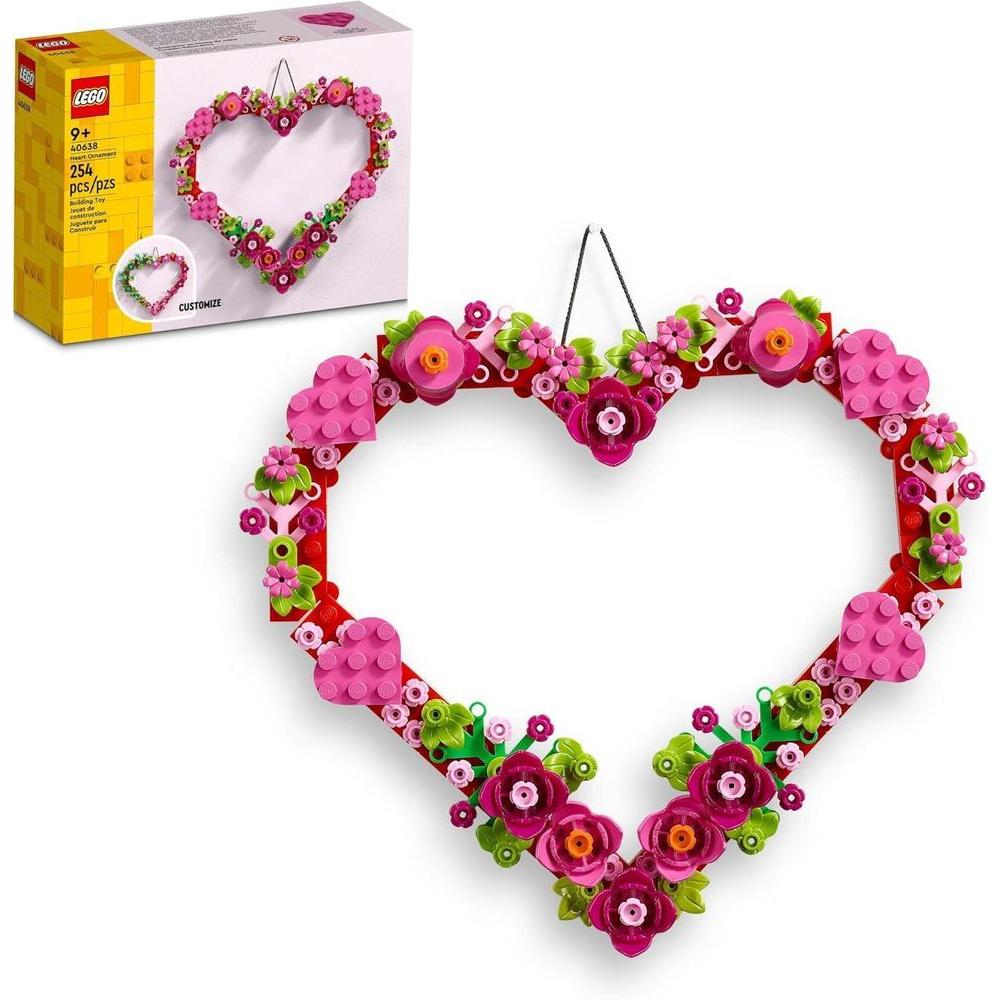 LEGO Heart Ornament Building Toy Set - Fun Arts and Crafts Idea for Girls and Boys, Ages 9+ - Gift for Valentines Day for Kids - Display on The Wall as Home Decoration - 40638