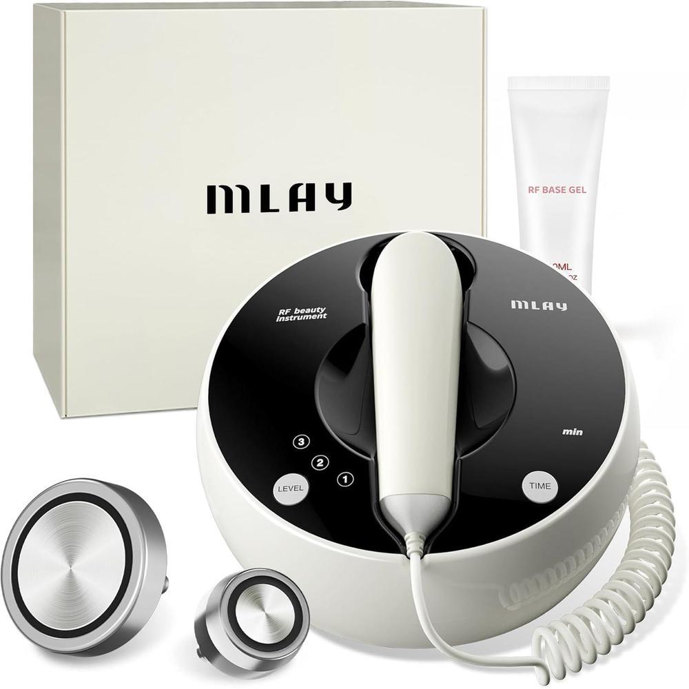 MLAY Máquina profesional de belleza RF, máquina facial de radiofrecuencia con 2 sondas, ajuste de piel de radiofrecuencia en casa para levantar, reducir arrugas, antienvejecimiento, efectos de salón