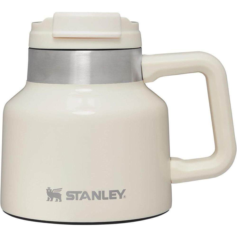 Stanley Tough-To-Tip Admiral's Mug 20 oz | Twist-on Flip Open Lid | Wide Body with Non-Skid Rubber Base | Insulated Stainless Steel Coffee Cup | BPA-Free | Cream Gloss