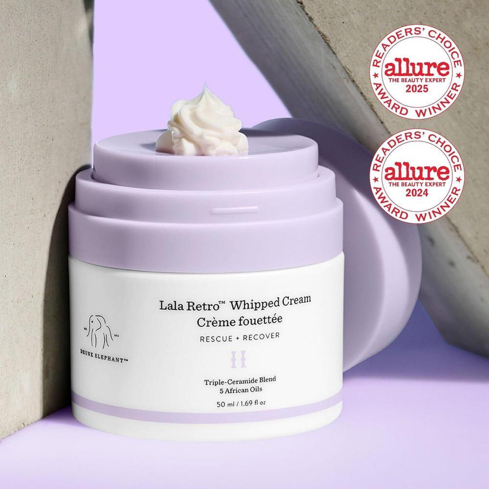 Drunk Elephant Lala Retro Whipped Cream - Hidratante con Ceramidas y Aceites Africanos, Libre de Fragancias y Parabenos