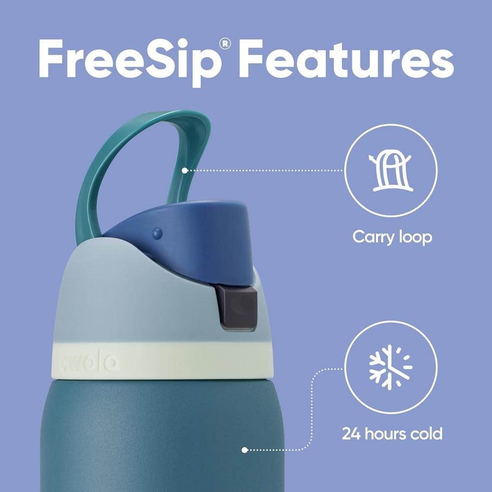 Owala - Botella de agua FreeSip de acero inoxidable con aislamiento, sin BPA, incluye sorbete, ideal para deportes y viajes, Denim