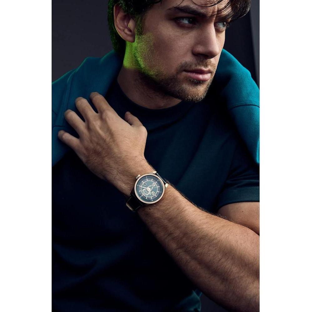 Citizen Eco-Drive Loki - Reloj hombre, acero inoxidable oro rosa, correa piel texturizada verde, modelo: AW1363-06W