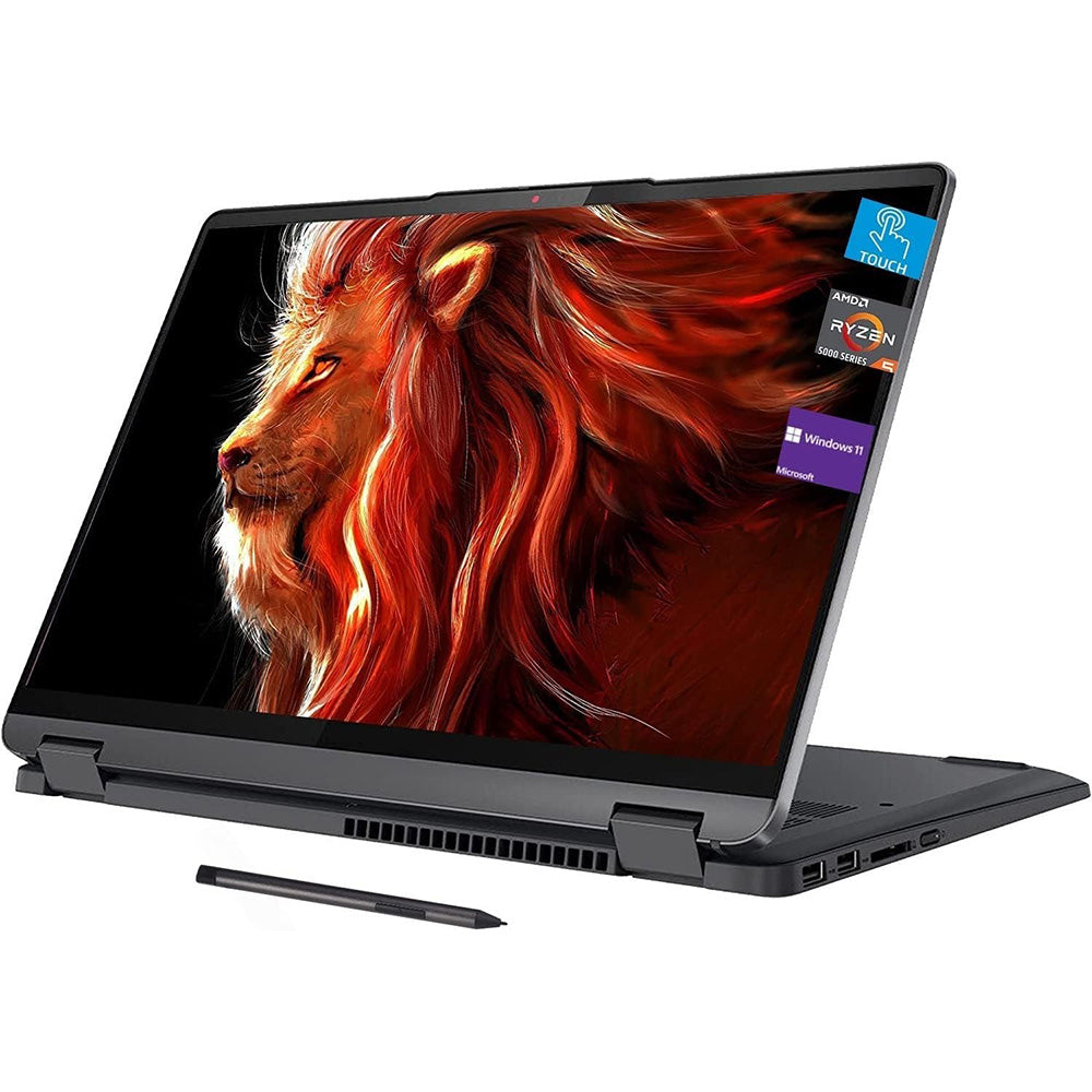 Lenovo Flex 5 14" 2-in-1 Laptop, WUXGA Touchscreen Display, AMD Ryzen 5 5500U, 16GB RAM, 256GB PCIe SSD, Bluetooth, Webcam, Backlit Keyboard, Fingerprint Reader, Windows 11 Home, Grey