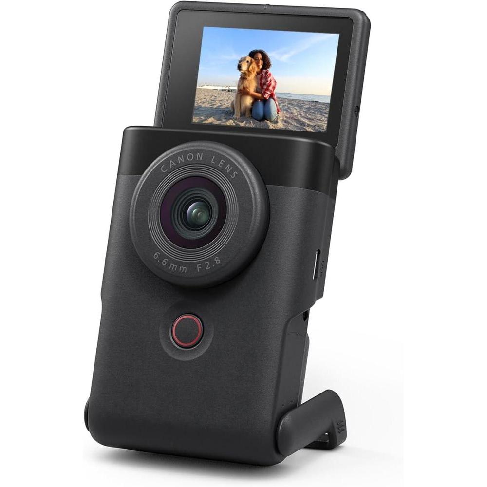 Canon PowerShot V10 Compact Vlogging Camera, 1" CMOS Sensor, 4K Video Streaming, Built‑in Wide‑Angle Zoom Lens, Flip‑LCD & Stereo Mic, Image Stabilization, Creator Studio in Your Pocket, Black