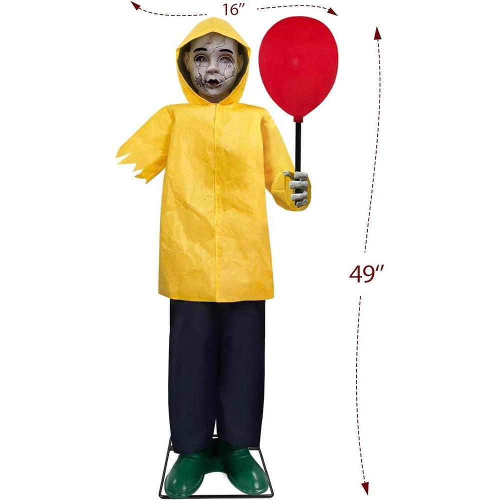 Decoraciones de Halloween para exteriores, animatrónica de tamaño real con globo brillante y sensor activado por sonido