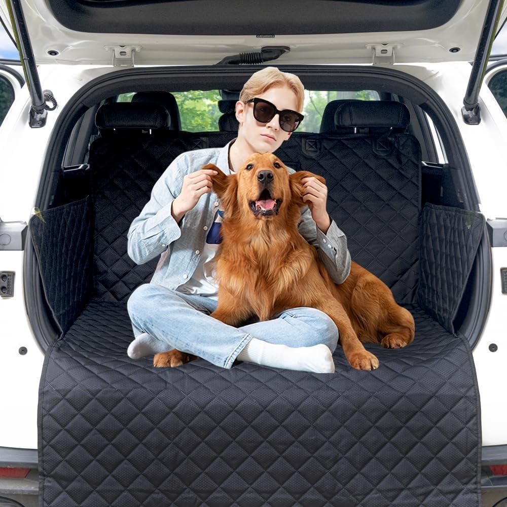 SUV Cargo Liner for Dog Car Seat Cover for Pets Waterproof Cargo Cover Dog Seat Mat for SUVs Sedans Vans with Bumper Flap Protector, Non-Slip,Universal Fit, Black