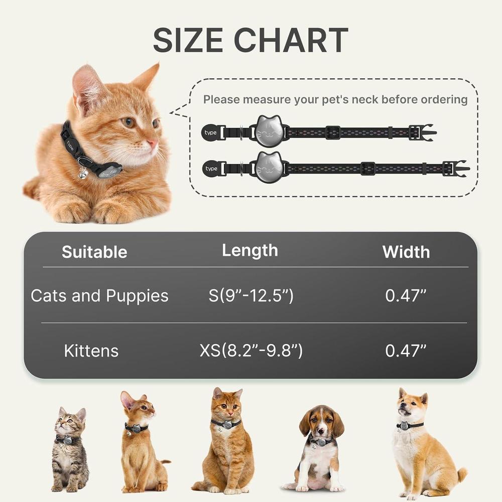 Collar de gato Airtag impermeable con patrón de pez luminoso y soporte oculto, ideal para rastrear a tu gato
