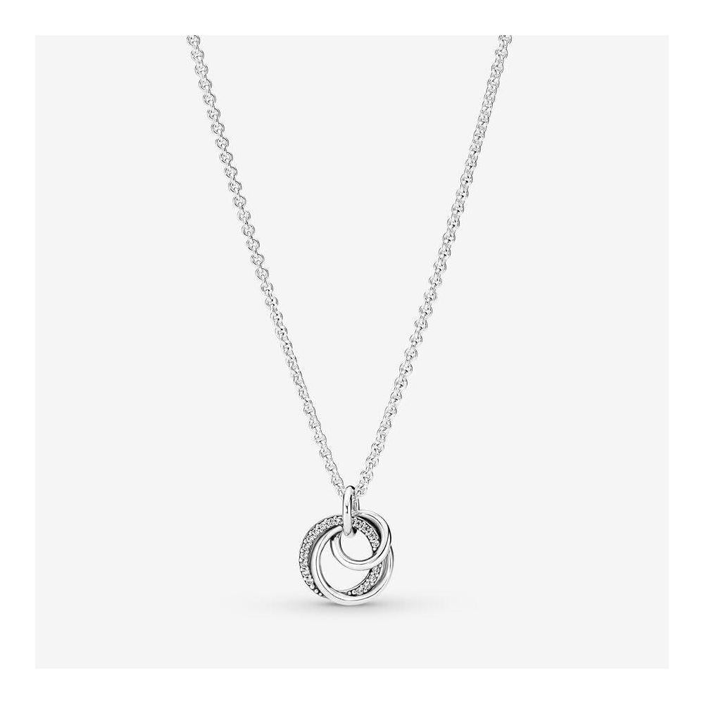 PANDORA Family Always Encircled - Collar ajustable con cierre de langosta de plata de ley y circonita cúbica con caja de regalo