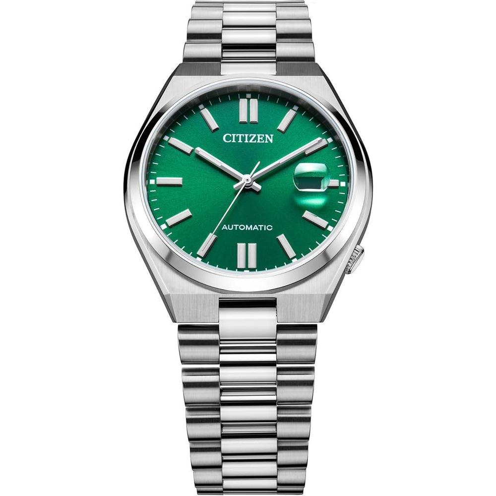 Reloj Deportivo Tsuyosa Automático para Hombre, Caja y Pulsera de Acero Inoxidable, Esfera Verde, Resistente al Agua