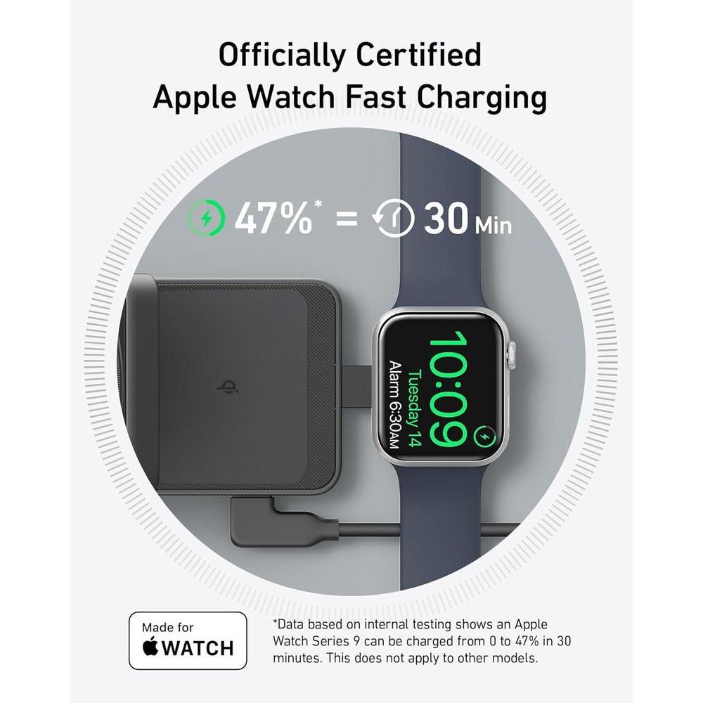 Estación de carga inalámbrica 3 en 1 Anker MagGo para iPhone, AirPods y Apple Watch con MagSafe, carga rápida y diseño compacto