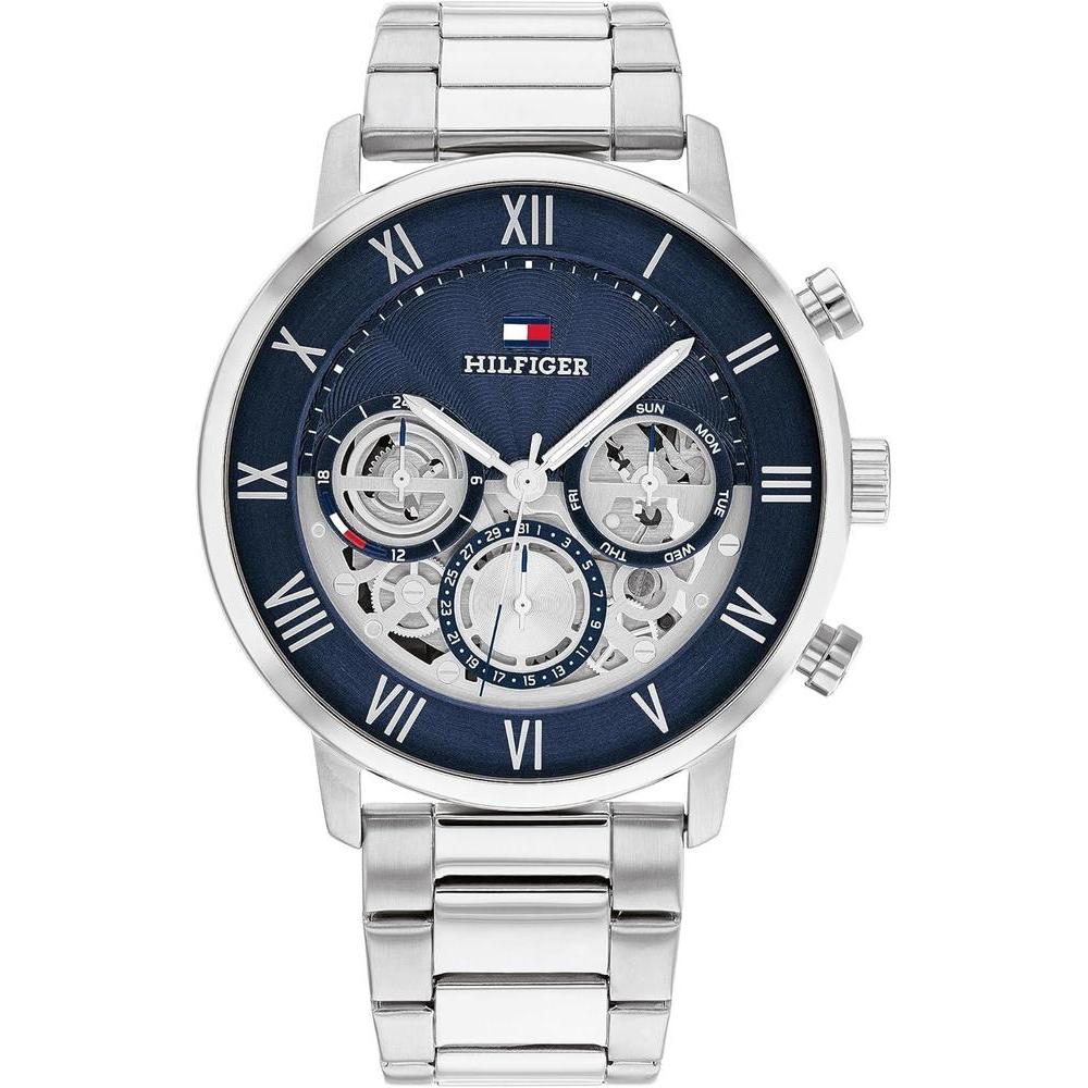 Tommy Hilfiger Men's Multifunction Quartz Watch – Classic Roman Numerals, Open-Heart Dial, Modern Dress Watch, Gift for Him