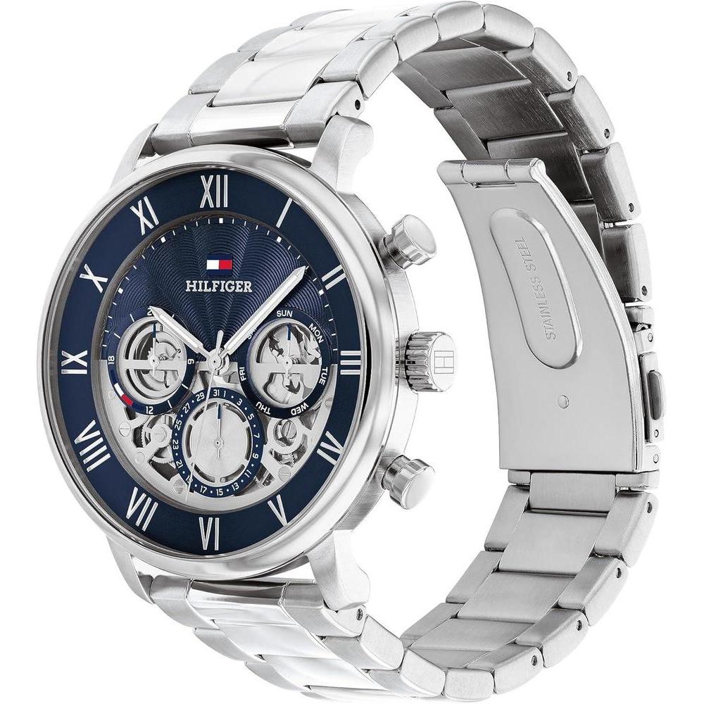 Reloj Tommy Hilfiger multifunción para hombre con números romanos y esfera de apertura, perfecto para ocasiones formales