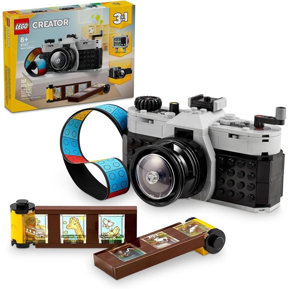 LEGO Creator 3 in 1 Retro Camera Toy, Transforms from Toy Camera to Retro Video Camera to Retro TV Set, Photography Gift for Boys and Girls Ages 8 Years Old and Up Who Enjoy Creative Play, 31147