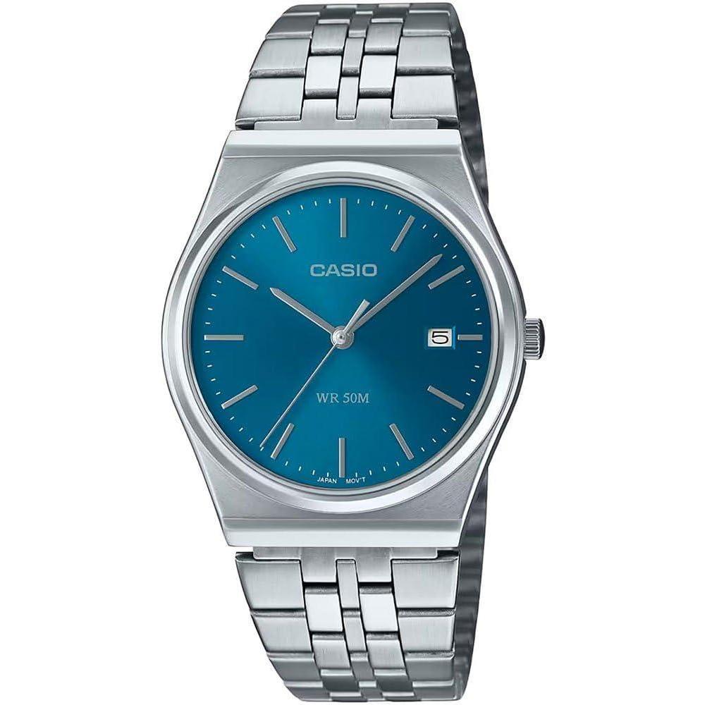 Casio MTP-B145D-2A2V Men's Vintage Stainless Steel Blue Dial 3-Hand Analog Watch