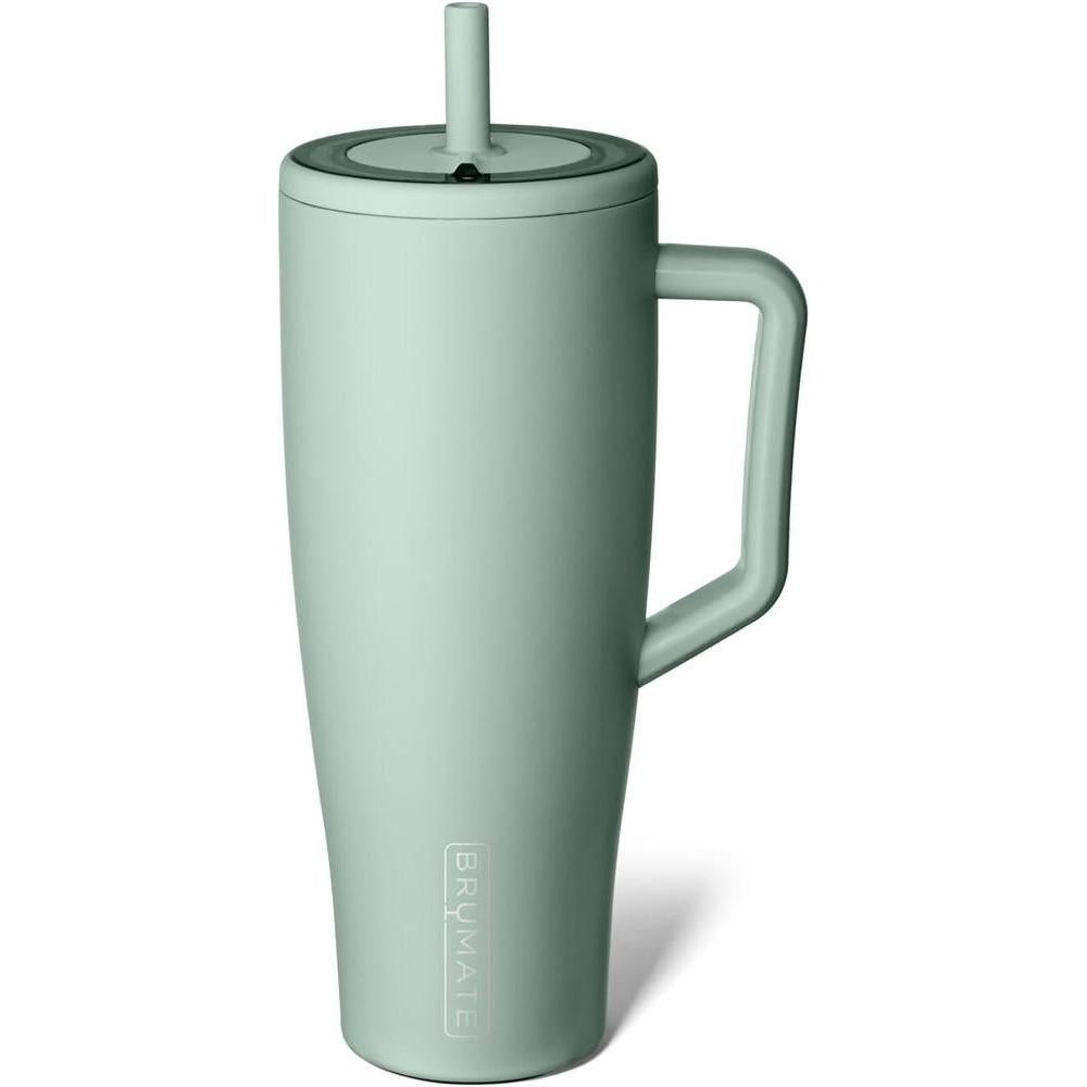 BrüMate Era 40 oz Tumbler with Handle and Straw | 100% Leakproof Insulated Tumbler with Lid and Straw | Made of Stainless Steel | Cup Holder Friendly Base | 40oz (Sage)