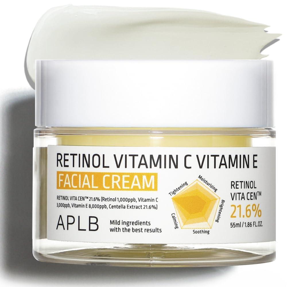 APLB Crema facial con vitamina C y vitamina E con retinol | RETINOL VITA CEN™ 21.6% 1.86 FL.OZ/Cuidado de la piel coreano, hidratación profunda, retinol, revitaliza para una suavidad y mejora la