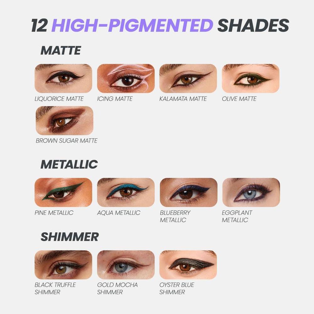 Wonderskin Eyeliner de larga duración, delineador resistente al agua y manchas con efecto glitter. Tecnología TruGlide para aplicación precisa