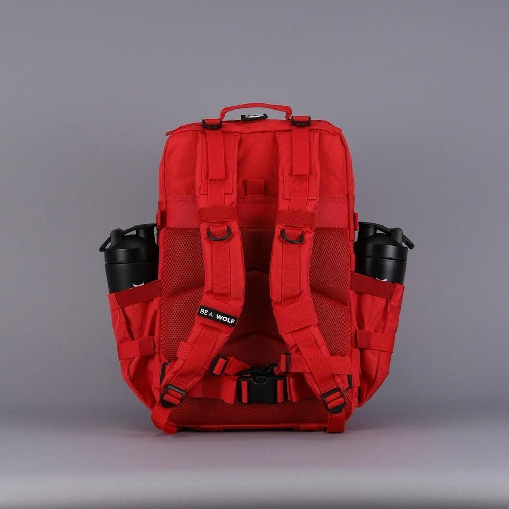 Mochila WOLFpak 45L Elite Roja, diseño táctico militar con capacidad personalizable y parches integrados