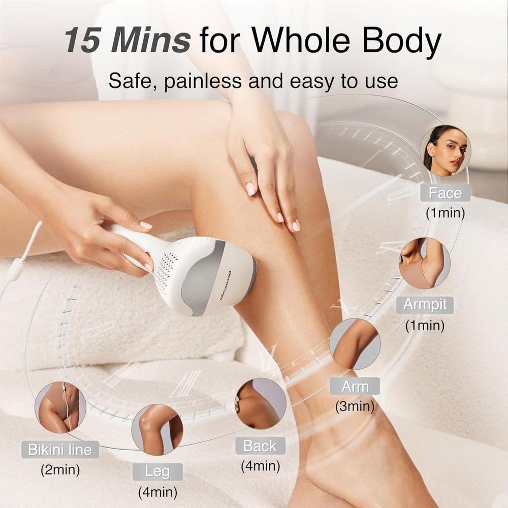 DermRays Depilación láser de diodo para hombres y mujeres, V8S para tono de piel 1-5, reducción permanente en el vello