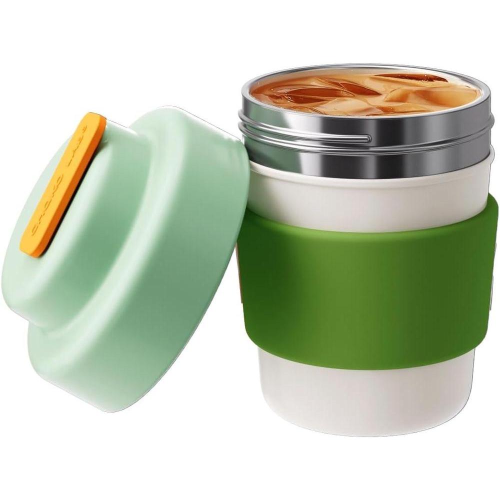 Insulated Travel Coffee Mug, Double vacuum wall,Easy to Grip,BPA free,Green lid,14 OZ