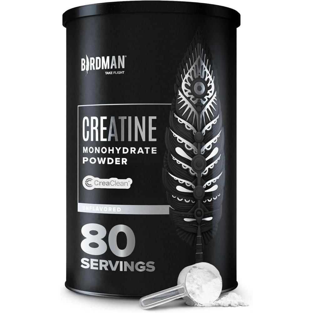 BIRDMAN Micronized Creatine Monohydrate Powder, Muscle Recovery, Caffeine Free, Creatine Pre Workout, Vegan, Post Workout, Gluten Free, Sugar Free | 80 Servings (5 Grams Each) | 0.8lb