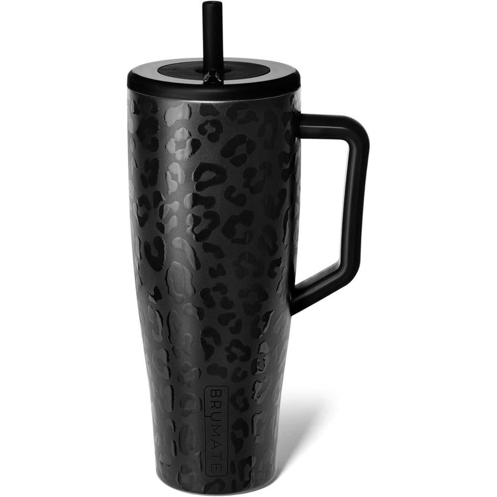 BrüMate Era 40 oz Tumbler with Handle and Straw | 100% Leakproof Insulated Tumbler with Lid and Straw | Made of Stainless Steel | Cup Holder Friendly Base | 40oz (Onyx Leopard)
