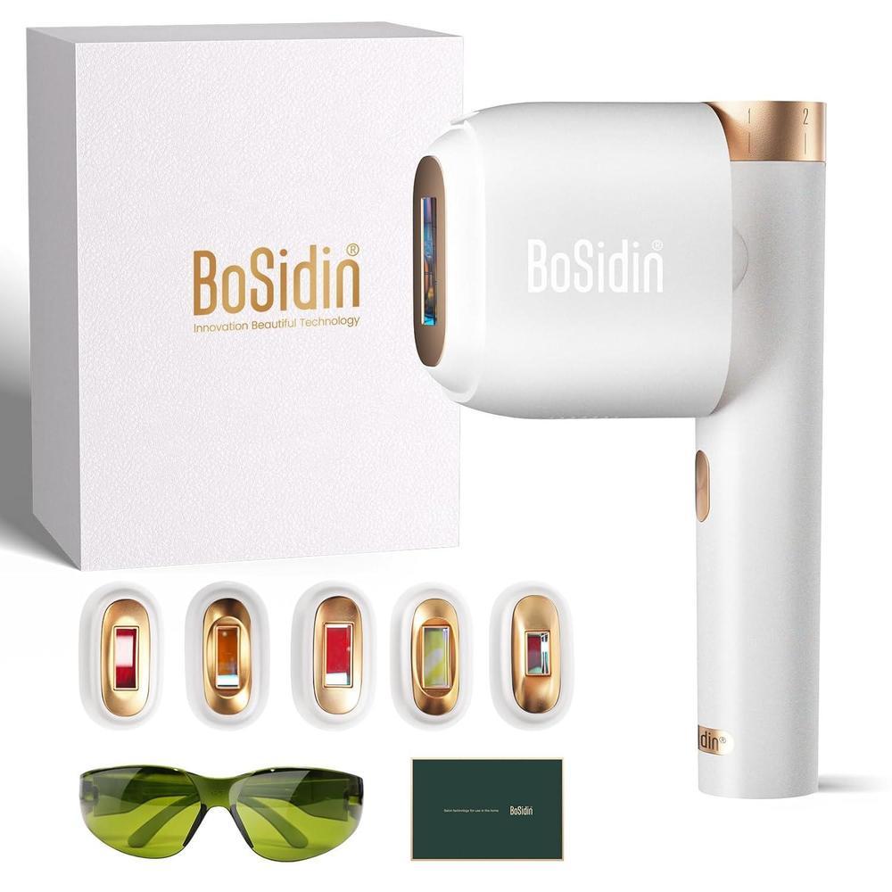 Depilación Láser, BoSidin Depilación IPL con Enfriamiento de Hielo Sin Dolor, Rejuvenecimiento Facial SR 2 en 1, 6+1 Modos, 6 Niveles de Depilación Permanente para Mujeres, Kit de Depilación Láser con
