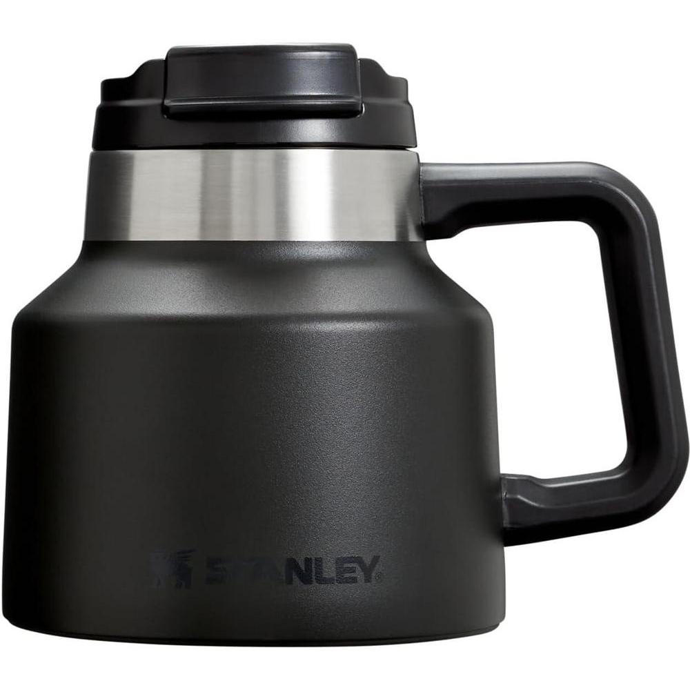 Stanley Tough-To-Tip Admiral's Mug 20 oz | Twist-on Flip Open Lid | Wide Body with Non-Skid Rubber Base | Insulated Stainless Steel Coffee Cup | BPA-Free | Black 2.0