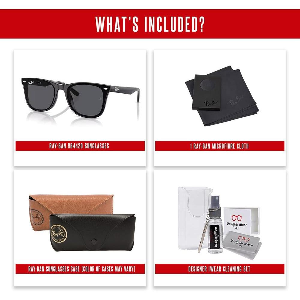 Ray-Ban RB4420 - Lentes de sol cuadrados unisex con kit de cuidado iWear incluido