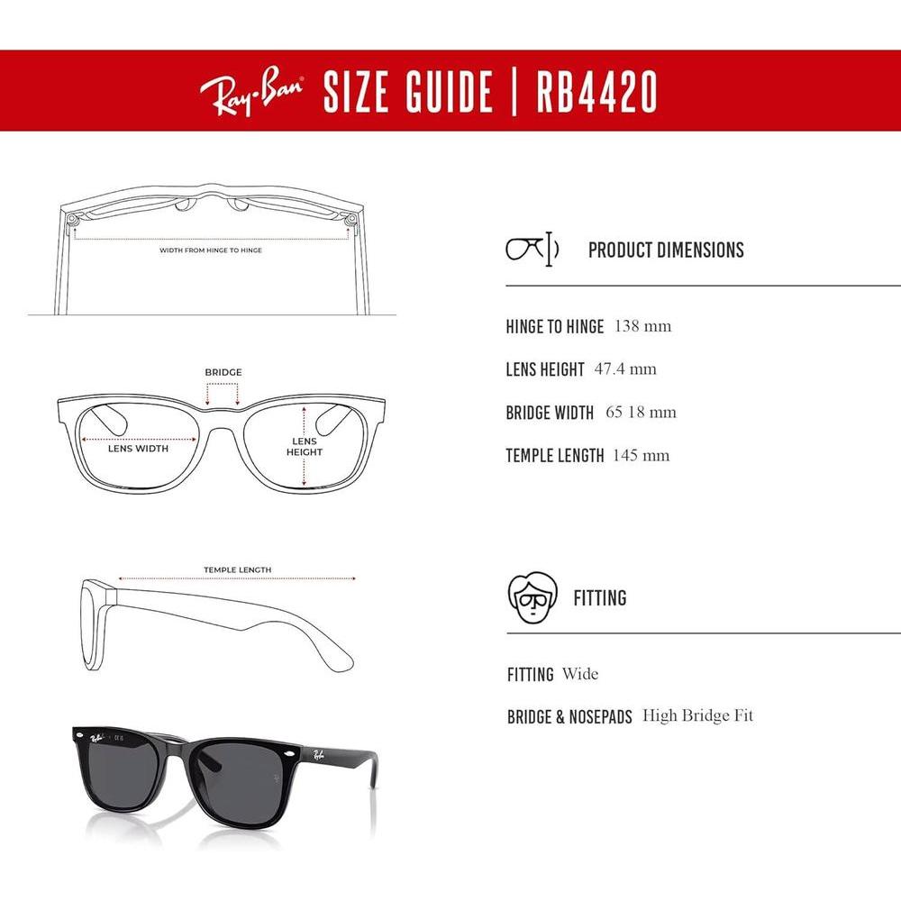 Ray-Ban RB4420 - Lentes de sol cuadrados unisex con kit de cuidado iWear incluido