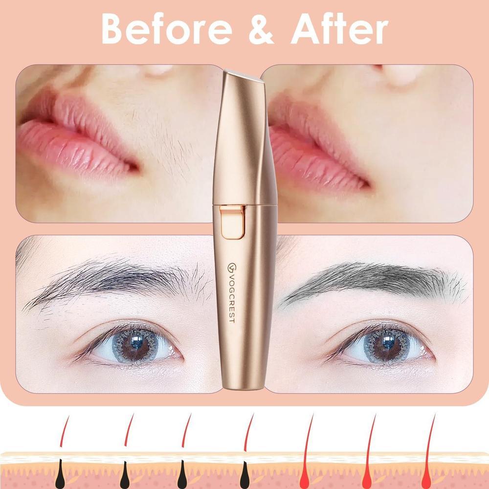 VG VOGCREST Recortador de Cejas y Facial 2 en 1 Recargable con Luz LED Integrada en Color Oro Rosa