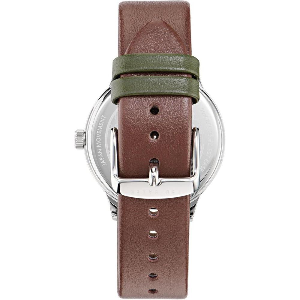 Reloj Ted Baker Cosmop con correa de cuero ecológico para hombre, esfera verde, diseño elegante y resistente al agua