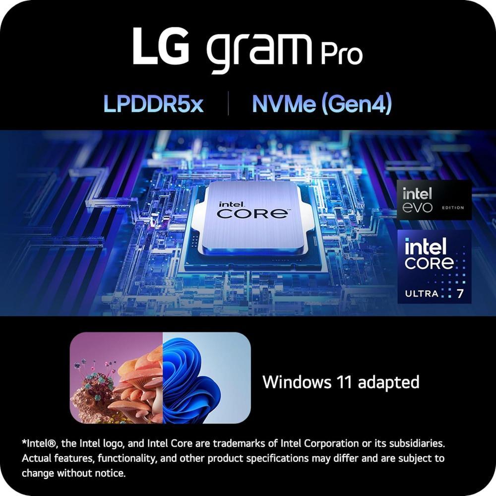 Lg Gram Pro 2 En 1 Portátil Ligero Y Versátil 16 Pulgadas, Intel Core Ultra 7, 16gb Ram, 1 Tb Ssd, Negro