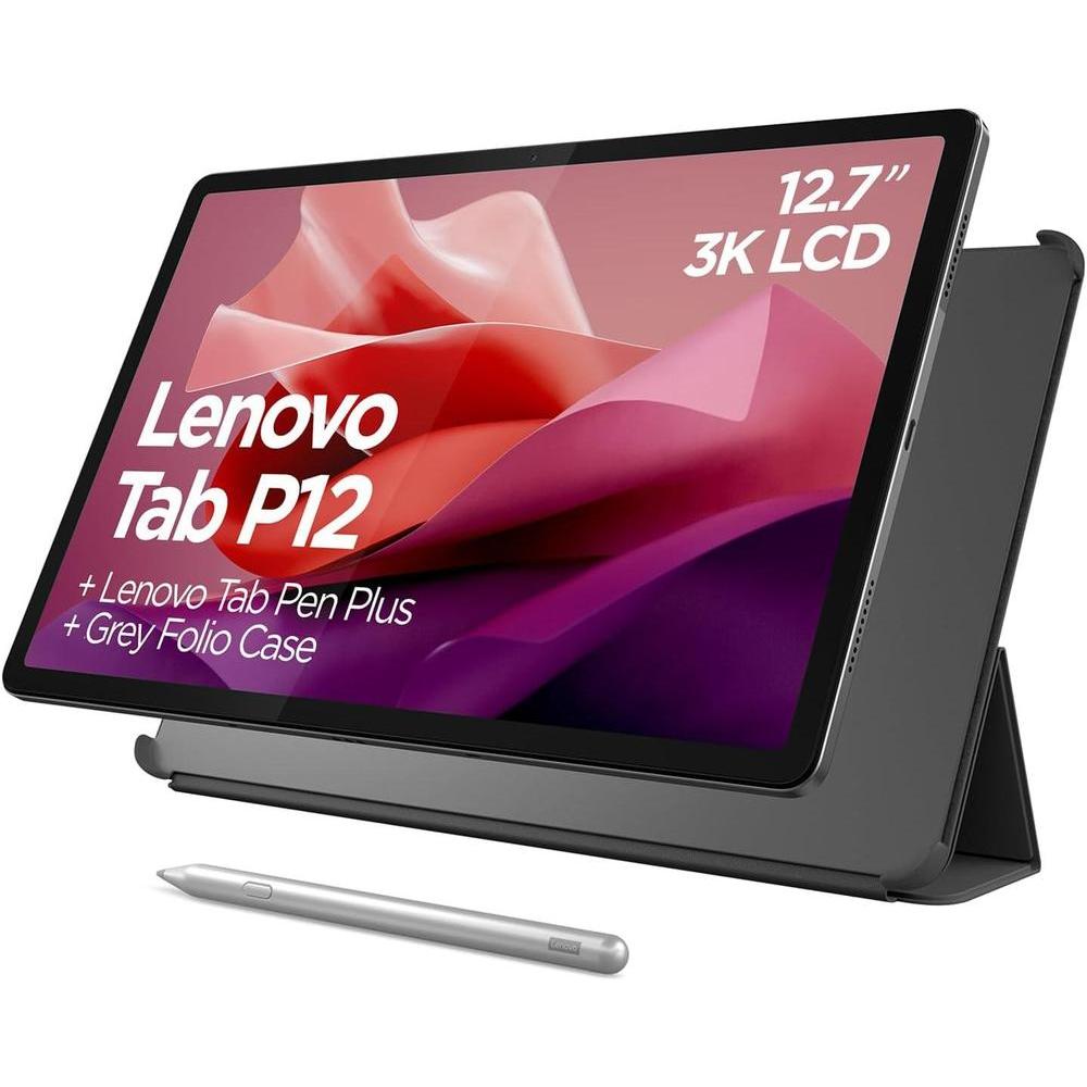 Lenovo Tab P12-2024 - Expansive Touchscreen Tablet - 12.7" 3K Display - 13MP Camera - 8GB Memory - 128GB UFS Storage - Android 13 - Dolby Atmos - Quad JBL Speakers - Pen and Folio Case Included