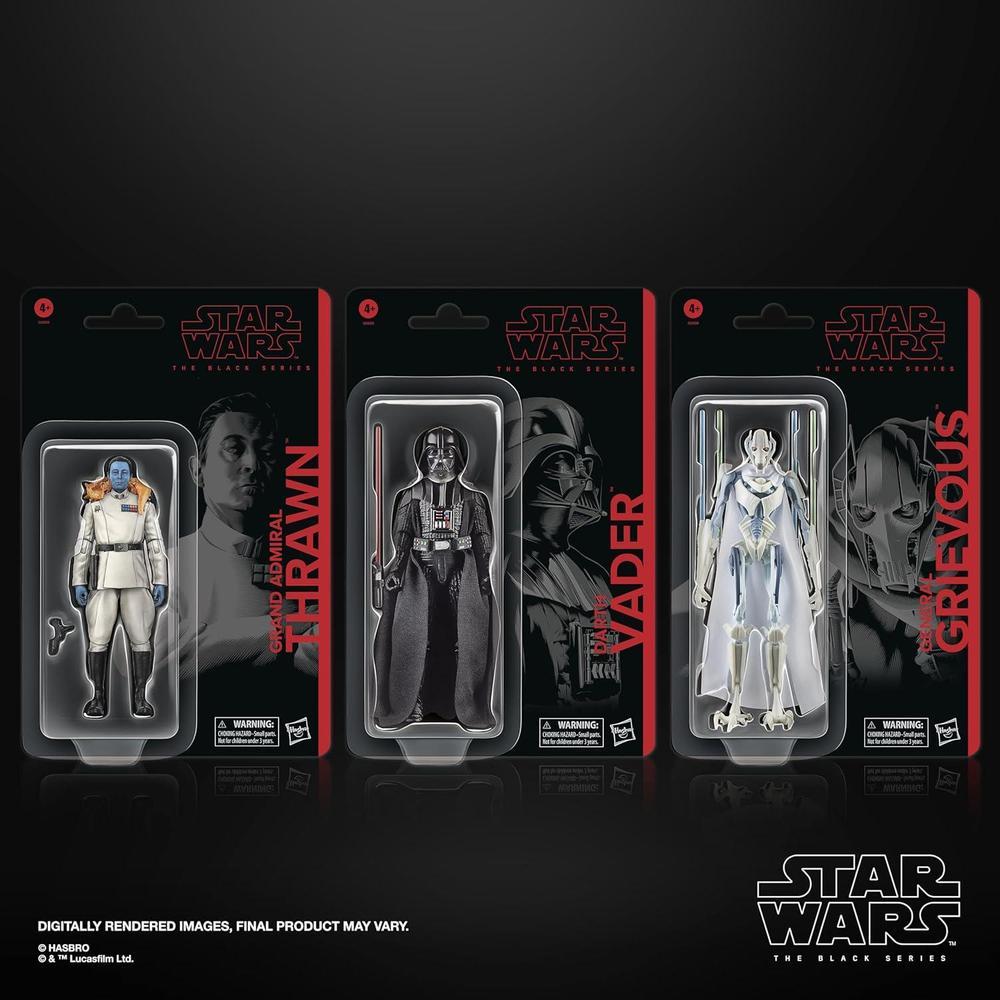 STAR WARS The Black Series Darth Vader, Gran Almirante Thrawn y General Grievous, paquete de figuras de acción coleccionables