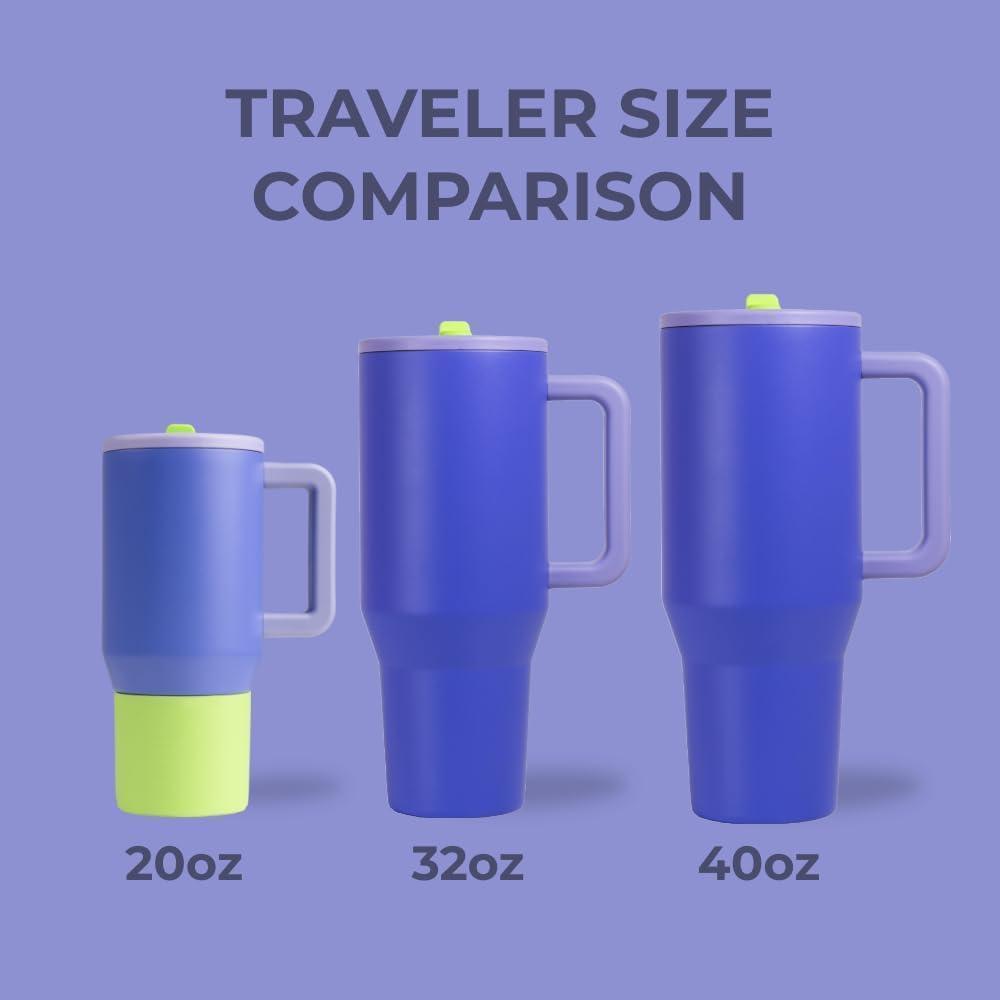 HydroJug Traveler - Moderno vaso con asa y pajilla abatible simple, resistente a las fugas, reutilizable