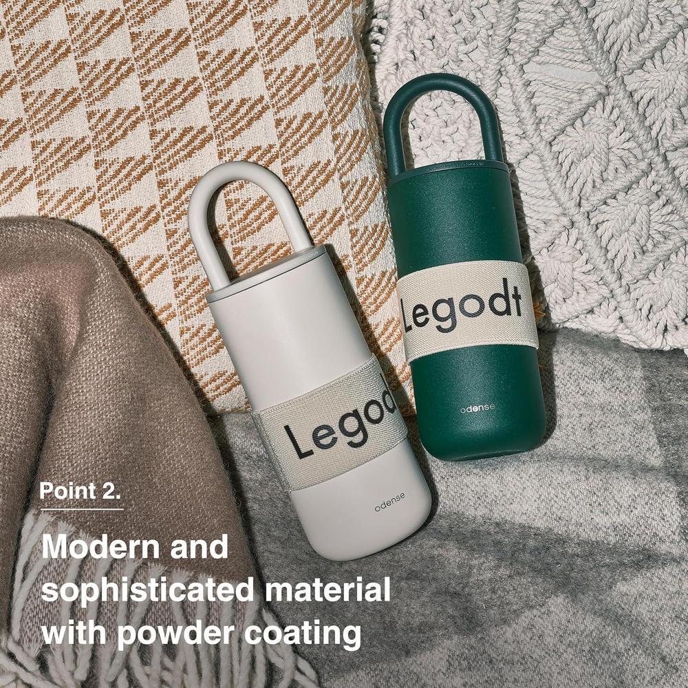 Odense Vaso térmico Legodt Loop con tapa y asa, acero inoxidable resistente a fugas, ideal para viajes y bebidas calientes o frías