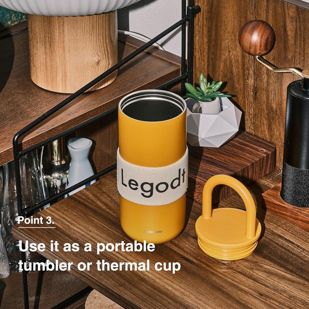 Odense - Vaso térmico Legodt Loop con tapa y asa, aislado, resistente a fugas, de acero inoxidable